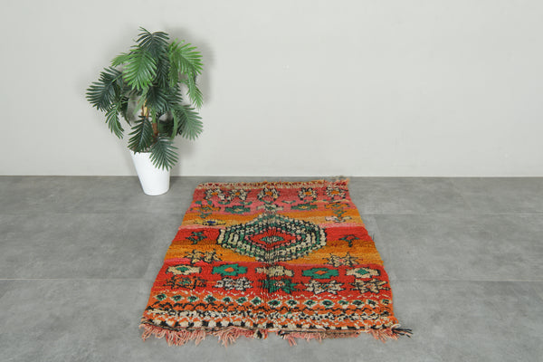 Colorful geometric Moroccan wool rug - 3.4 ft x 4.3 ft