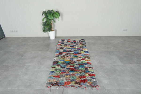 Boucherouite Moroccan rug multicolor design - 2.9 ft x 6.2 ft