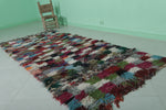 Handmade Colorful Boucherouite Rug – 3.9 x 8.9 FT | Moroccan Berber Carpet