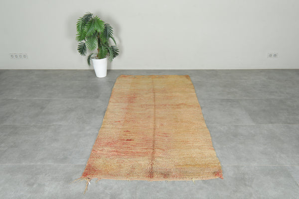 Minimalist beige Moroccan wool rug - 3.6 ft x 7.1 ft