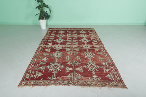 Vintage red Moroccan berber rug | 5.2 FT × 8.6 FT
