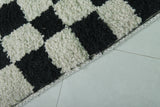 Checkered Moroccan Rug – 5.5 x 5.9 ft Black and White Handmade Wool Rug