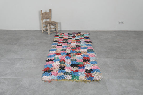 2.8 x 6.9 ft Moroccan berber rug | Vibrant shaggy patchwork design