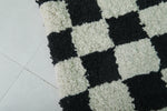 Checkered Moroccan Rug – 5.5 x 5.9 ft Black and White Handmade Wool Rug