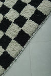 Checkered Moroccan Rug – 5.5 x 5.9 ft Black and White Handmade Wool Rug