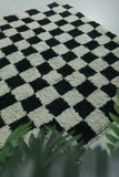 Checkered Moroccan Rug – 5.5 x 5.9 ft Black and White Handmade Wool Rug