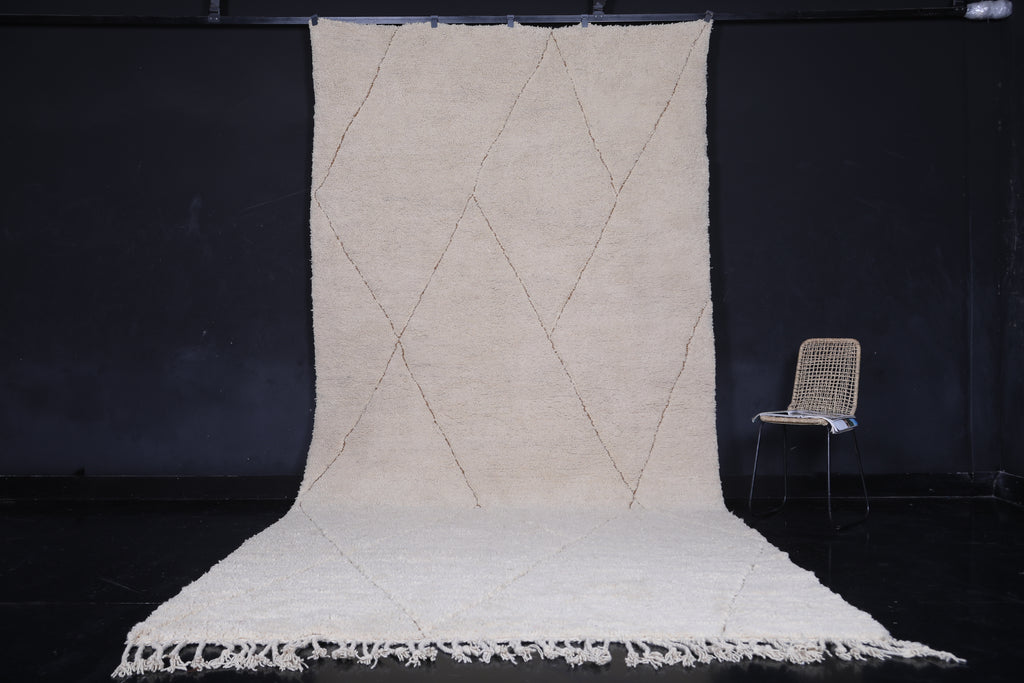 Custom beni ourain runner rug - Cream diamond wool