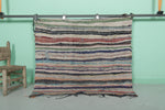 Moroccan Handmade Berber Boucherouite Rug – 4.1 x 3.8 FT | Unique Striped Decor