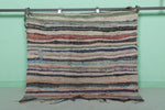 Moroccan Handmade Berber Boucherouite Rug – 4.1 x 3.8 FT | Unique Striped Decor