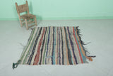 Moroccan Handmade Berber Boucherouite Rug – 4.1 x 3.8 FT | Unique Striped Decor