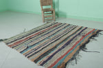 Moroccan Handmade Berber Boucherouite Rug – 4.1 x 3.8 FT | Unique Striped Decor