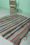 Moroccan Handmade Berber Boucherouite Rug – 4.1 x 3.8 FT | Unique Striped Decor