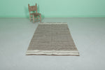 Dazzling Flatwoven Berber Moroccan Rug 3.3 x 6 Ft | Minimalist Striped Decor