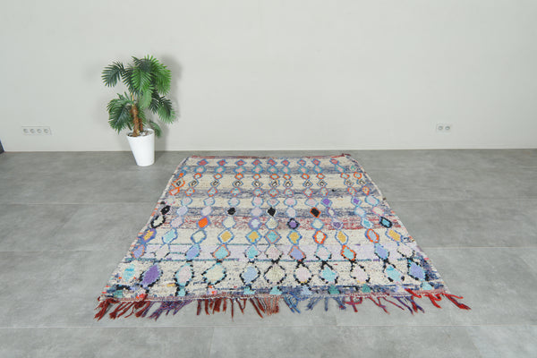 Vintage Moroccan boucherouite rug - 5.9 ft x 6.2 ft