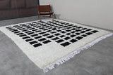 Modern Moroccan Rug - 8.1 X 9.8 FT | Black and White Geometric Design