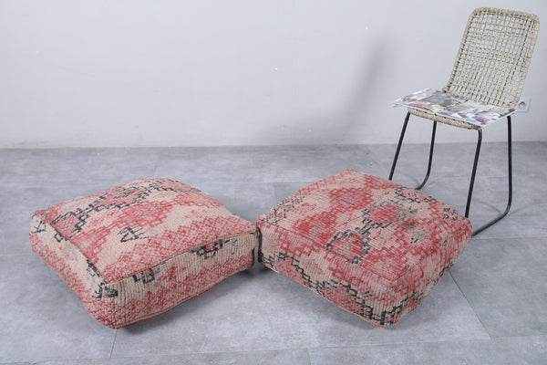 Two Moroccan vintage ottoman poufs | Handwoven with tribal patterns