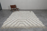 Handmade Moroccan Rug 7 X 8.7 FT - Beige and White Striped Pattern