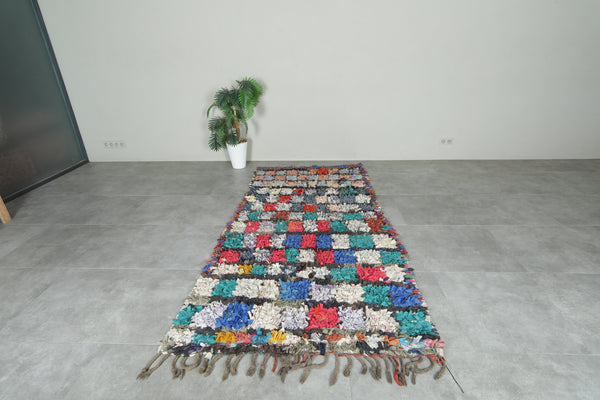 colored Moroccan boucherouite rug - 4.2 ft x 8.7 ft