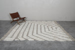 Handmade Moroccan Rug 7 X 8.7 FT - Beige and White Striped Pattern