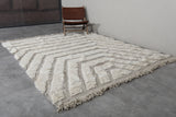 Handmade Moroccan Rug 7 X 8.7 FT - Beige and White Striped Pattern