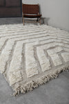 Handmade Moroccan Rug 7 X 8.7 FT - Beige and White Striped Pattern