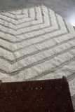 Handmade Moroccan Rug 7 X 8.7 FT - Beige and White Striped Pattern