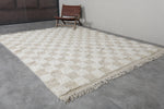 Checkered Moroccan Rug 7.9 X 9.8 FT - Beige and White Pattern