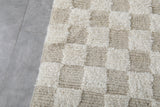 Checkered Moroccan Rug 7.9 X 9.8 FT - Beige and White Pattern