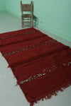 Red Vintage Handmade Moroccan Kilim 7.3 FT x 6.3 FT – Unique Tribal Textile