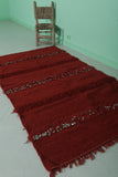 Red Vintage Handmade Moroccan Kilim 7.3 FT x 6.3 FT – Unique Tribal Textile