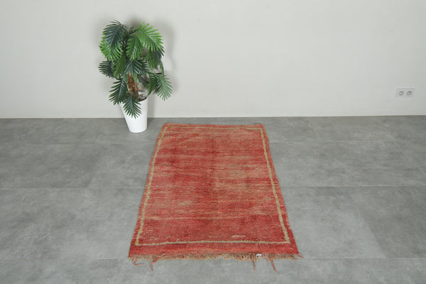 Vintage Moroccan rug - Terracotta red wool carpet - 2.9 ft x 4.8 ft
