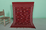 Red Vintage Handwoven Kilim – 3.1 FT x 4.6 FT | Traditional Moroccan Rug