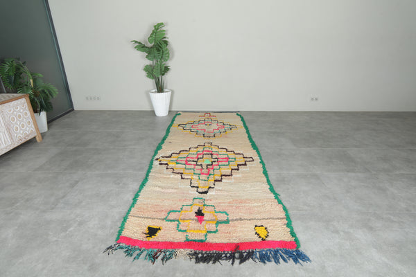 Handmade Moroccan runner rug with colorful geometric design - 4.1 ft x 10.3 ft