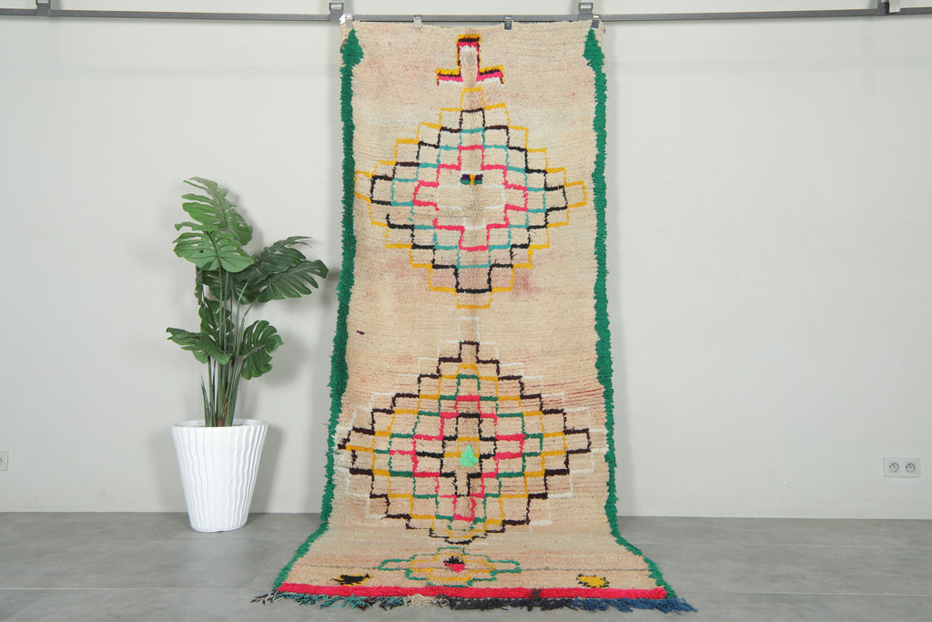 Handmade Moroccan runner rug with colorful geometric design - 4.1 ft x 10.3 ft