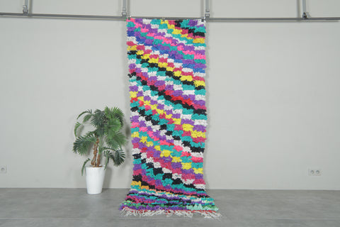 Rainbow Wave Boucherouite Runner – 3 x 9.6 ft Handwoven Moroccan rug