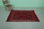 Red Vintage Handwoven Kilim – 3.1 FT x 4.6 FT | Traditional Moroccan Rug