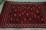 Red Vintage Handwoven Kilim – 3.1 FT x 4.6 FT | Traditional Moroccan Rug