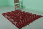 Red Vintage Handwoven Kilim – 3.1 FT x 4.6 FT | Traditional Moroccan Rug