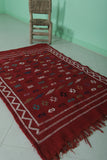 Red Vintage Handwoven Kilim – 3.1 FT x 4.6 FT | Traditional Moroccan Rug