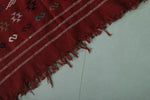Red Vintage Handwoven Kilim – 3.1 FT x 4.6 FT | Traditional Moroccan Rug