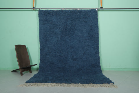 Deep Blue Moroccan Wool Rug 6 FT X 8.7 FT - Plush Handwoven Elegance