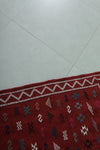 Red Vintage Handwoven Kilim – 3.1 FT x 4.6 FT | Traditional Moroccan Rug