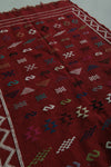 Red Vintage Handwoven Kilim – 3.1 FT x 4.6 FT | Traditional Moroccan Rug