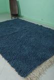 Deep Blue Moroccan Wool Rug 6 FT X 8.7 FT - Plush Handwoven Elegance