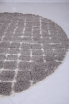 Custom Moroccan Round Rug - Handmade Grey Grid Wool Carpet