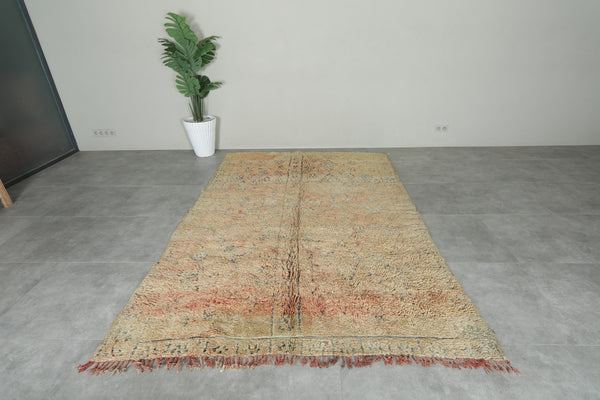 Vintage Moroccan geometric rug in beige - 6.2 ft x 8.9 ft