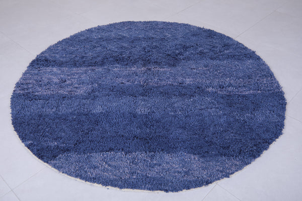Handmade blue Moroccan rug - Custom round rug