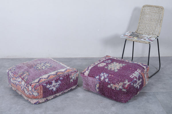 Two Moroccan Vintage Ottoman Poufs | Handwoven with Tribal and Geometric Patterns