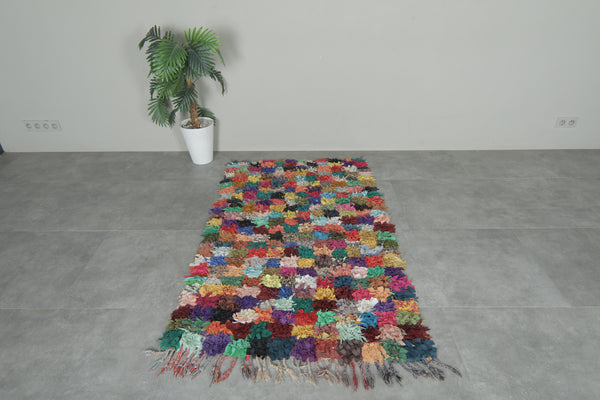 Wild Bloom Boucherouite Rug – 3.5 x 5.8 ft Vintage Moroccan Shag Patchwork