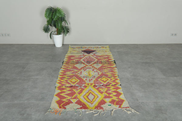Colorful Moroccan geometric runner rug - 3.2 ft x 7.4 ft
